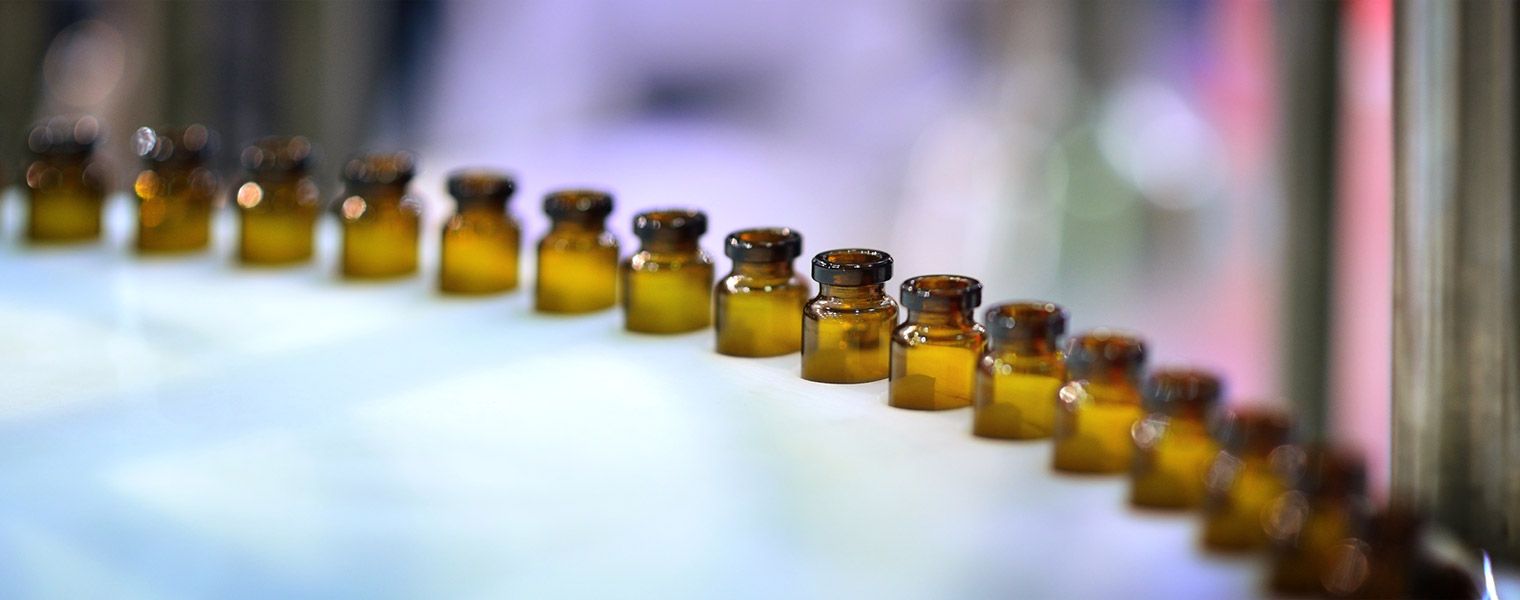 A row of vials