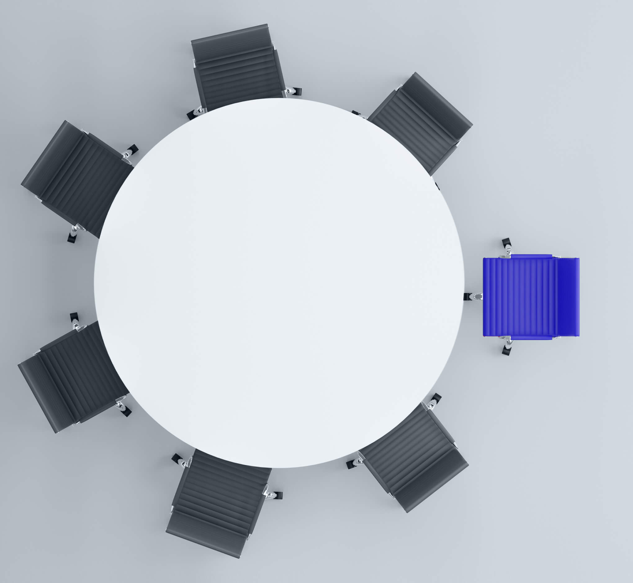 Aerial view of a round conference table