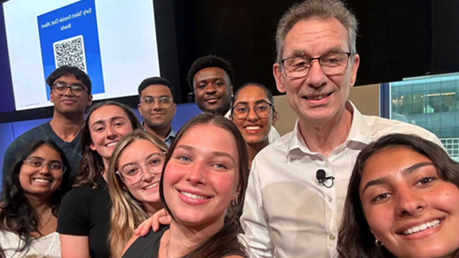 Albert Bourla with Pfizer summer interns