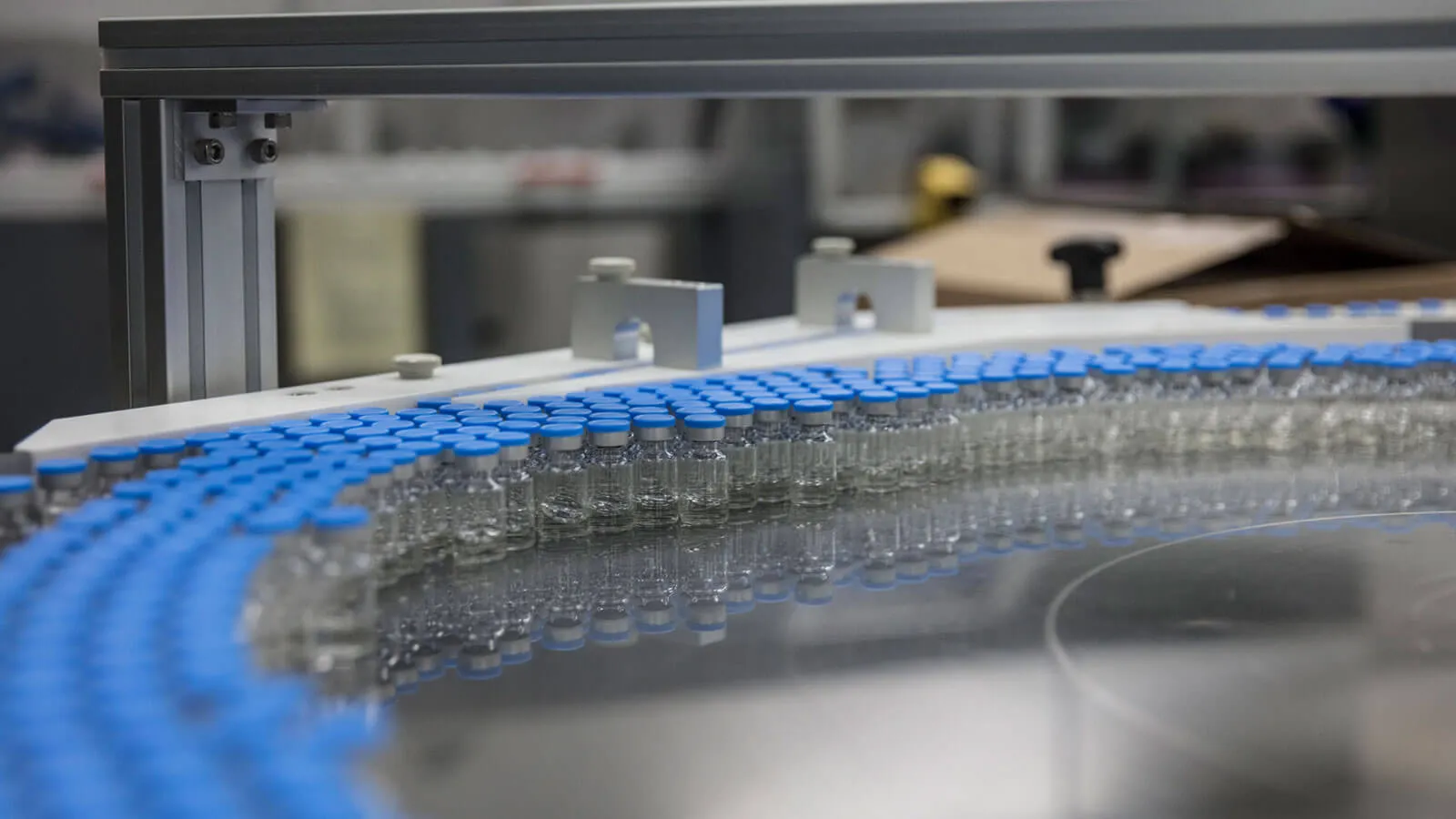 Lab manufacturing vials of medicine